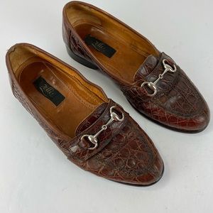 Zelli Genuine Crocodile Horse Bit Loafers SZ 8.5